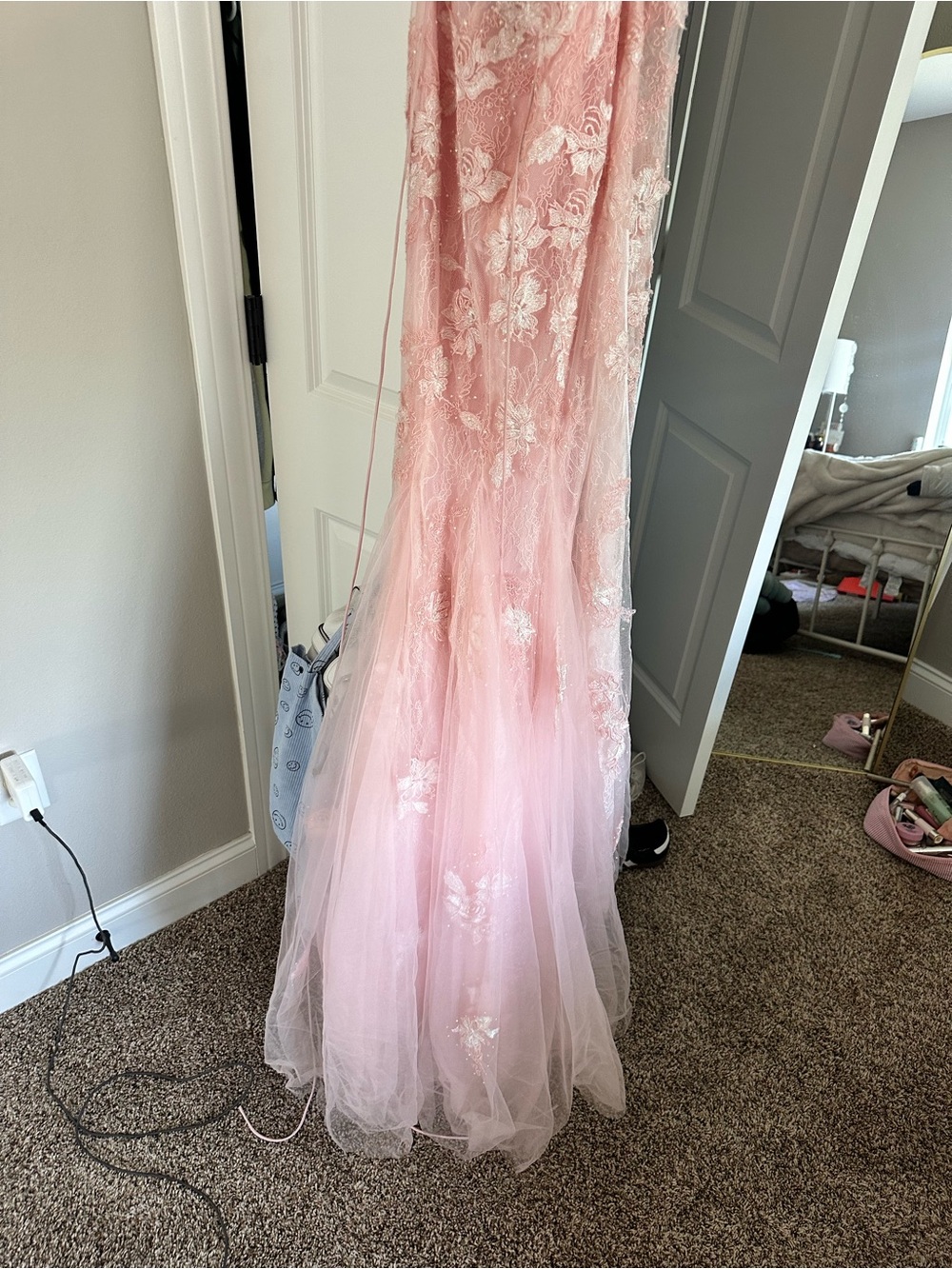 Light Pink Lace Mermaid Prom/formal Dress - Picture 3 of 5